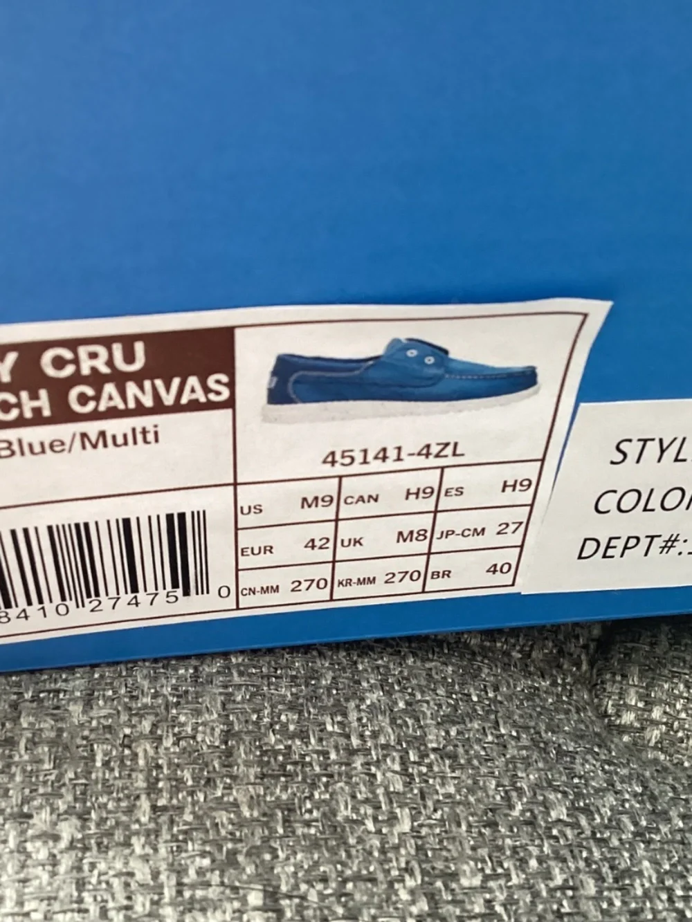 Hey Dude Men's Wally Cru Stretch Canvas Casual Moccasins, size 9